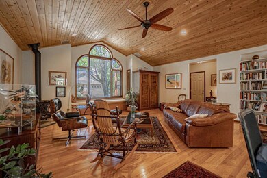 Vaulted Living Area with Gas Stove