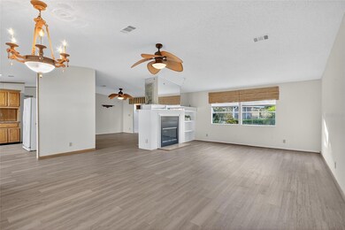 Entry looking into Living Room/Family Room with Double Sided Fireplace BRAND NEW FLOORING THROUGH OUT THE HOME