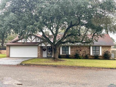 View of front of house with a garage and a front y