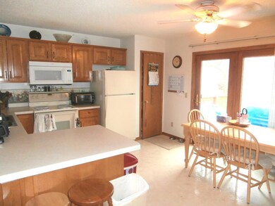 Kitchen is bright and cheerful.
