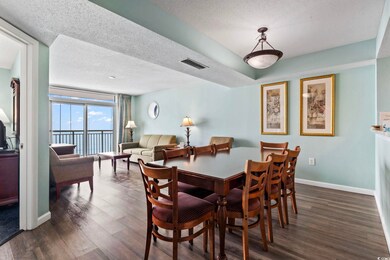 Dining area featuring baseboards, visible vents, d