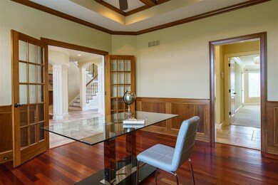 Brazilian hardwood flooring, coffered ceiling, Fre