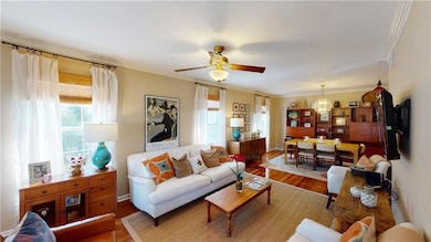 Open living and dining room
