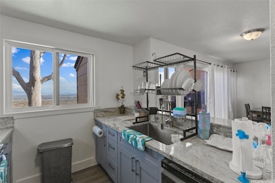 Galley kitchen, with views!