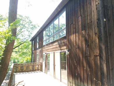 Deck on South side.  Lots of glass for solar gain 
