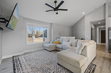 Living room with pond view.
