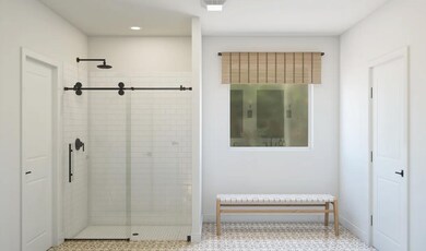 Glass shower enclosure in primary bath