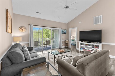 Living room featuring wood finished floors, ceiling fan, and high vaulted ceiling