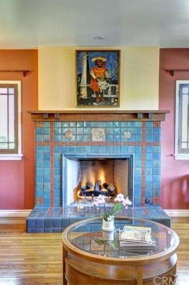 Custom tile gas fireplace.