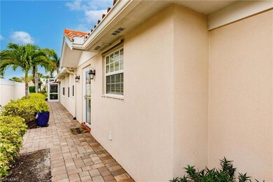 Brick pave sidewalks and hurricane shutters.