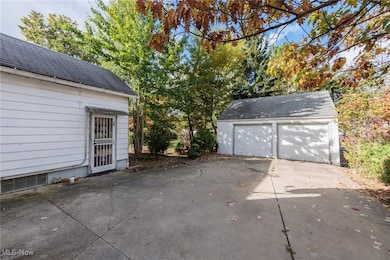 View of detached garage