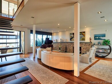 Front view of floating stairs along with spacious