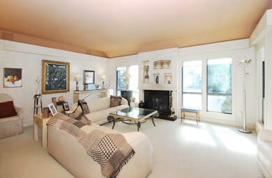 Sun-drenched living room overlooking large, privat