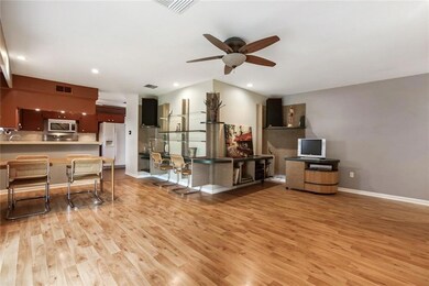 Living and dining area-custom shelving!