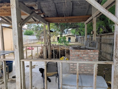 Backyard patio. Well house is on the left in the b