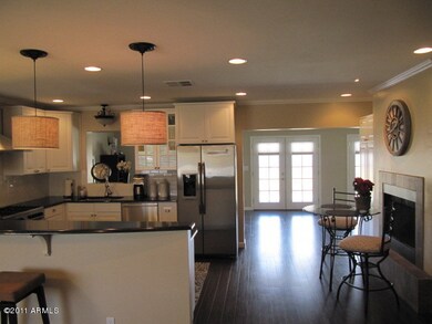 kitchen and eating area