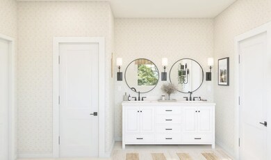 Primary bath with matte black fixtures