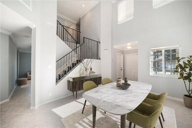 Virtually Staged Living Room With High Ceilings