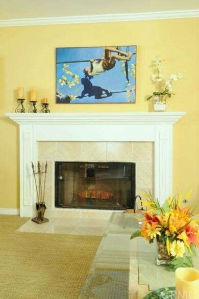 Sparkling fireplace is gas or wood burning.