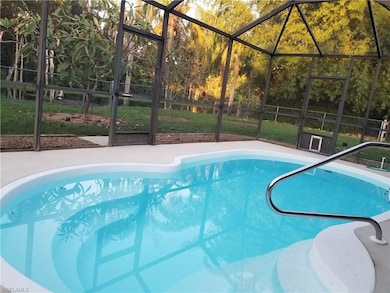 View of swimming pool with a lanai