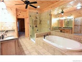 Master Bath has a double vanity, large soaking tub