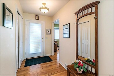 A double closet at the entry has plenty of space f