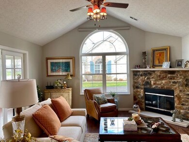 Stone wall fireplace