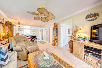 living room with fan