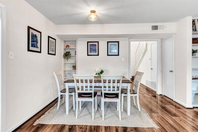 The dining area easily fits a 6 seat table, and co
