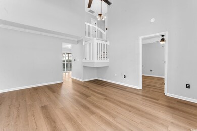 Unfurnished living room with light hardwood / wood