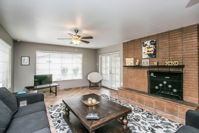 LR & Brick fireplace