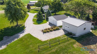 This aerial shot shows the drive from the house to