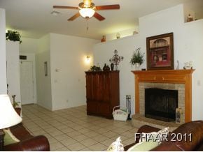 Family room with tile floors