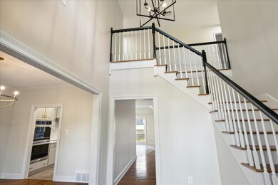 Stairway with ornamental molding, hardwood / wood-