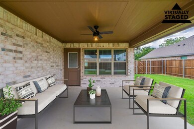 Covered brick patio - virtually staged