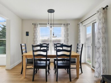 Dining area with patio doors to deck