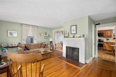 living room with fireplace.