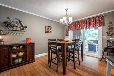 Dining room has sliding glass doors that lead to the large covered deck