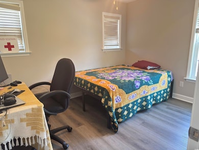 Bedroom featuring multiple windows and wood finished floors