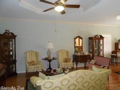 Trey ceiling over living room area of great room