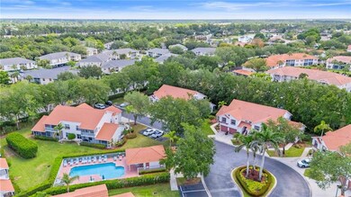 Aerial perspective of suburban area featuring a po