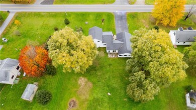 Drone view of the back of the home