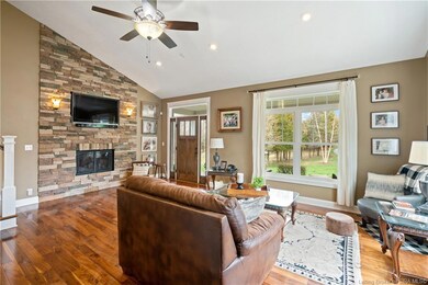 Built in fireplace in the living room.