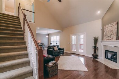 Open floor plan with fireplace