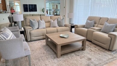 Modern comfortable furnishings grace the open living/dining room