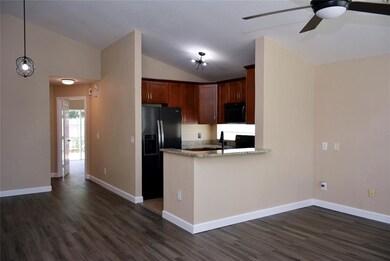 Great room contains the living & dining areas and 