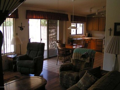 Family room looking to kitchen