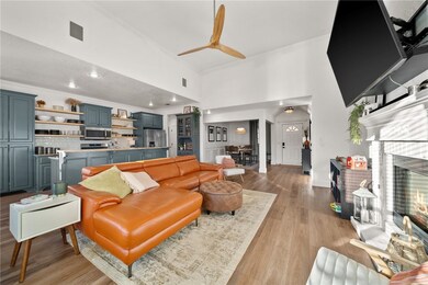 The living room of this golf course front townhome