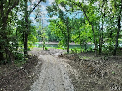 View of dirt / gravel road featuring a water view and a view of trees