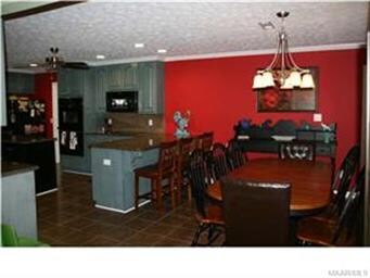 Large eating area and breakfast  bar.